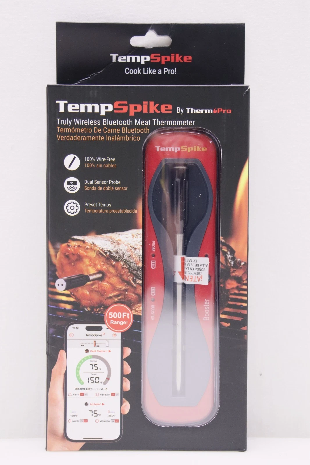 Temp Spike Thermo Pro Truly Wireless Bluetooth Meat Thermometer Brand New Sealed