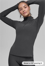 Alo Yoga Alosoft 1/2 Zip Rapid Pullover Mock Neck Stretch Black XS