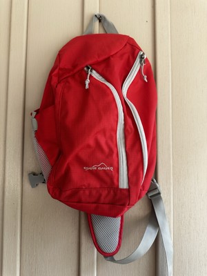 Eddie Bauer Zip Daypack Crossbody Sling Backpack Luggage Bag Nylon Mesh Red 