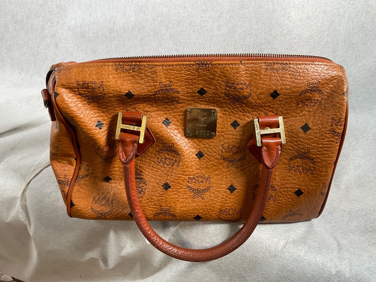 MCM Visetos Leather Vintage 2Way Shoulder Hand Bag Brown with out strap 5-C