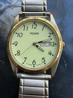Pulsar By Seiko Lumibrite Quartz Watch Vintage 35 MM Calendar Date For Men