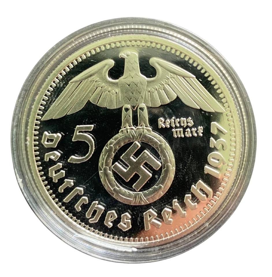WWII Era German 5 Mark Novelty Educational Collectible Coin Set of 3 – 38mm - Image 3 of 4