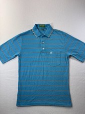 Vintage Grand Slam By Munsingwear Polo Small Blue Striped Short Sleeve Golf EUC