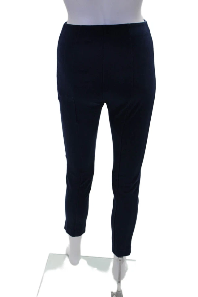 Pantalones legging ajustados de tiro alto Theory para mujer azul marino algodón talla 00 Foto 3 de 4