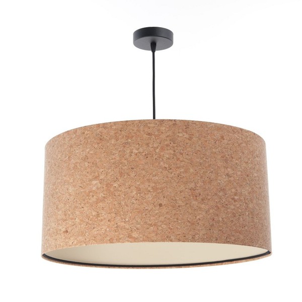 HäNgeleuchte HäNgelampe Modern Rund Ø 40 Cm Natur Creme Schwarz Aus Kork E27-image