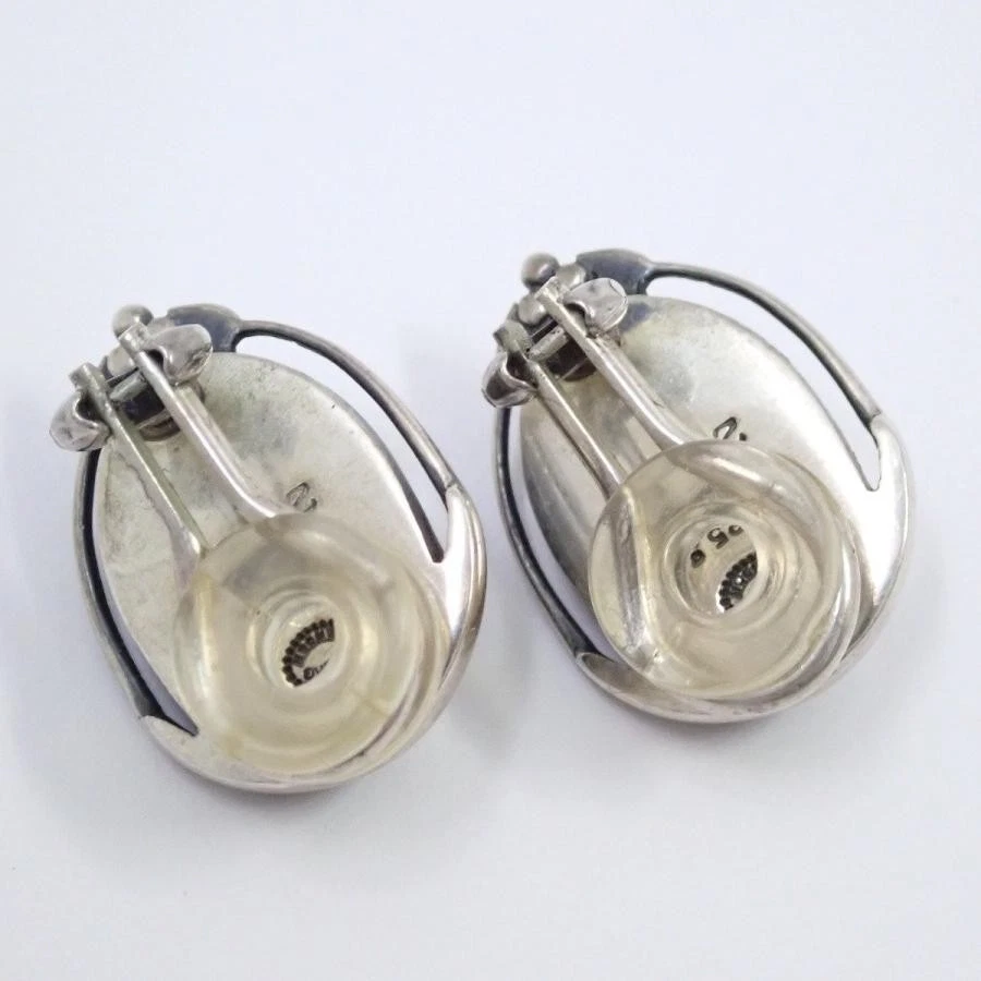 GEORG JENSEN 2010 Colección Heritage Año Clip Pendientes Plata 925 Ágata Negra Foto 3 de 4