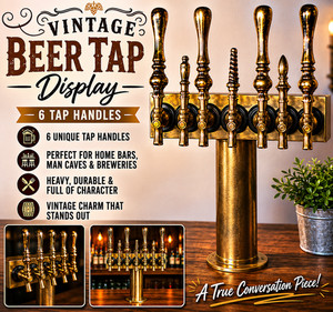 Brass  T-Tower Commercial Draft Beer Tower 6 Faucets with Tap Handles