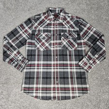 Five Brother Shirt Mens Medium Gray Flannel Pearl Snap Western Work Cowboy