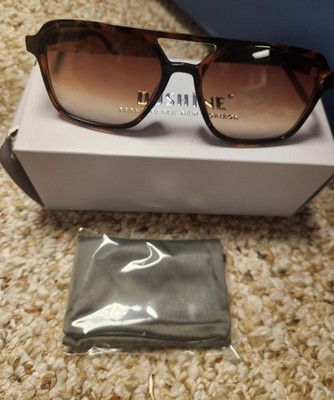 DUSHINE Men's Square Tortoise Shell Sunglasses Brown Gradient Lens