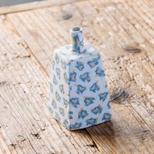 Jarrón japonés Nerikomi Bud flor única blanco estilo terrazo cerámica Seto Ware