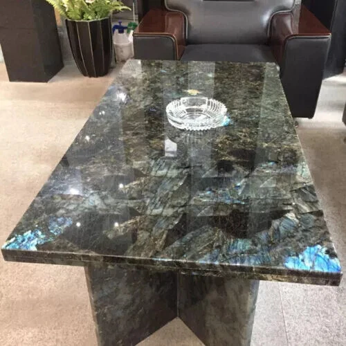 Labradorite Stone Dining & Kitchen Table Slab Handmade Rectangular Furniture Art - Image 2 of 4