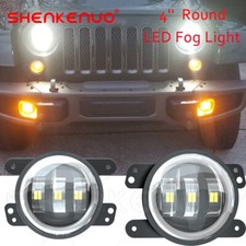 Pair 4 Inch Round Led Fog Lights Driving Lamps Halo For Jeep Wrangler Jk Tj Lj