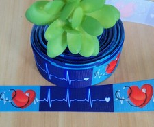 7/8"  1 YD Healthcare Hero Grosgrain Ribbon Nurse Doctor CMA Medical Heart