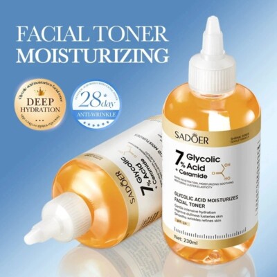 SADOER Glycolic Acid Toner Face Serum Facial Skincare Moisturizing