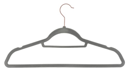 50 GREY NON SLIP FLOCKED VELVET HANGER COAT CLOTHES TROUSER HANGING HANGERS BAR - Picture 6 of 12