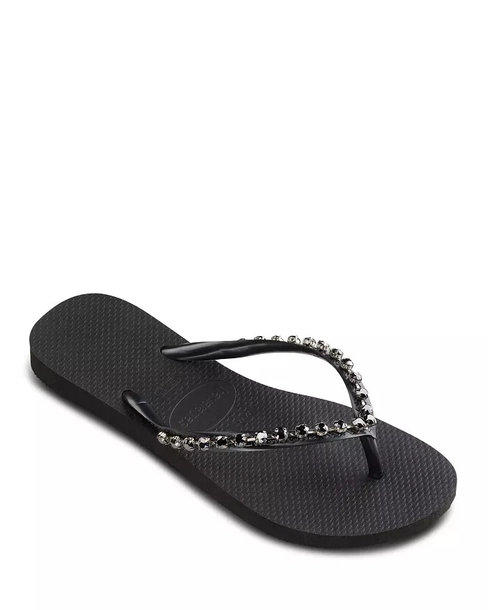 Havaianas Women s Size 6 Black Slim Rock mesh Basic Flip Flop