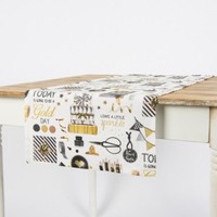 SchöNer Leben TischläUfer Party Geschenke Weiß Goldfarbig Schwarz 40X160Cm