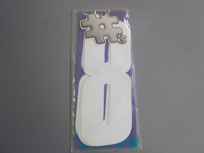 NOS Dirt Digit 6'' Numbers for Dirt Bike Motocross BMX Decor 3Pk White #8