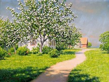 garden road flowers by J. Krouthen Tile Mural Kitchen Backsplash Marble Ceramic