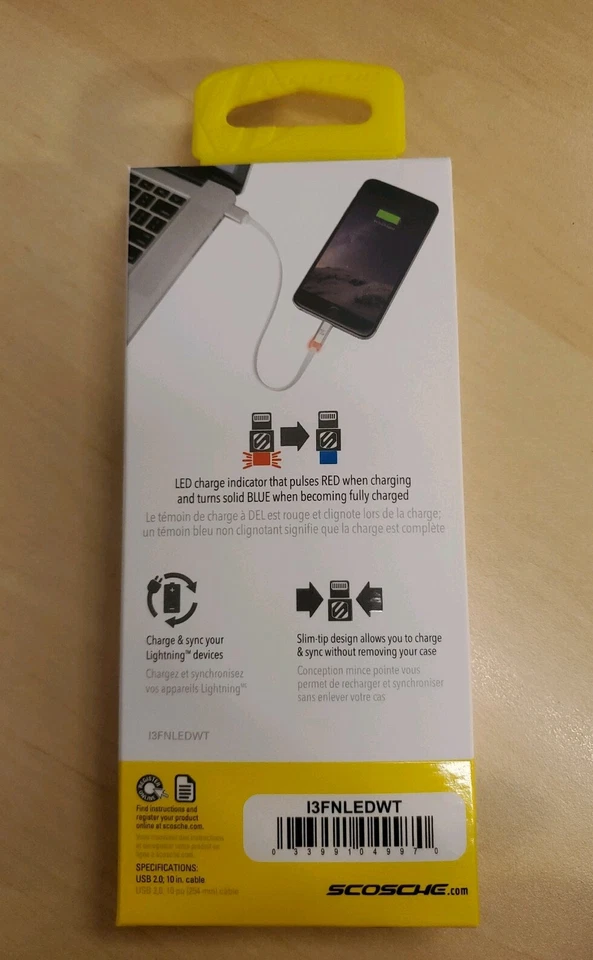 Apple lightning Charge & Sync "10 Inch" Cable with LED Indicator-White - Image 2 of 4