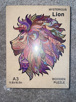 Wooden Mysterious Lion Puzzle, Wooden Jigsaw Puzzle, Still In Original Wrapping.