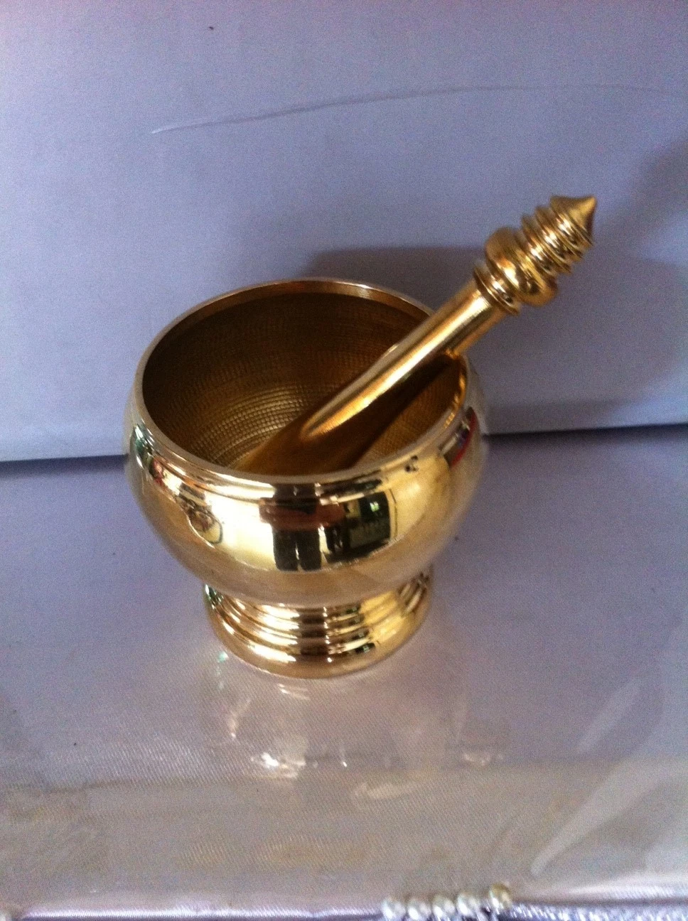 Brass Mortar Pestle Grinding Bowl Medicine Herb