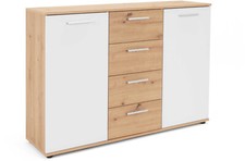 Credenza media 2 ante battenti e 4 cassetti JACK, in laminato. LAP 120x85x35 cm