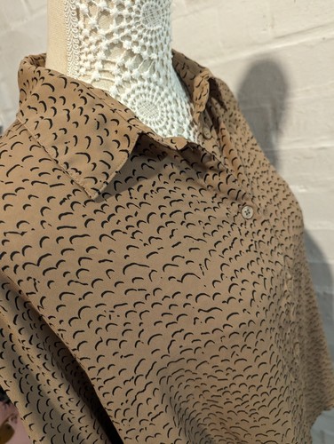 Monki XL dotty smudge print shirt Blouse Loose relaxed fit Brown Monkl - Picture 9 of 9