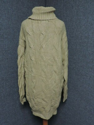 Missguided Brushed Cable Roll Neck Mini Dress Camel UK M LN021 HH 07