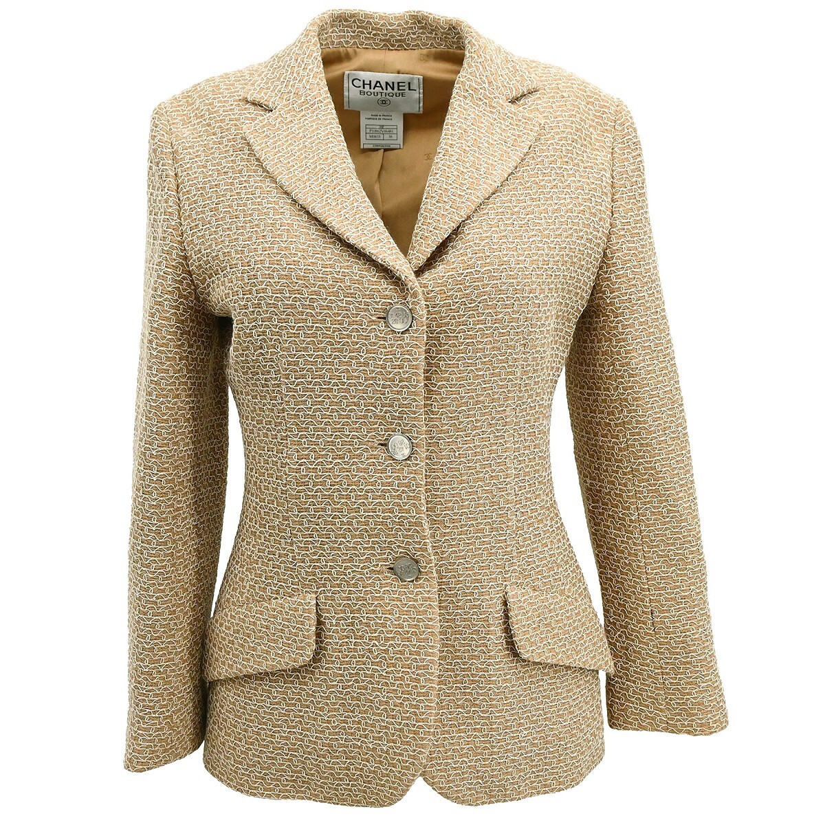 ウィル Chanel Single Breasted Jacket Beige 98P #38 114301 | eBay