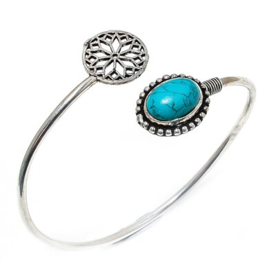 Bracelet manchette en argent sterling 925 fait main avec pierres précieuses c