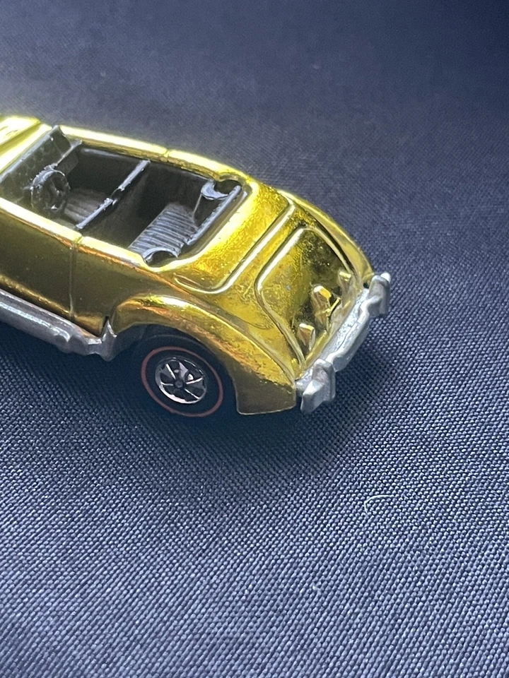 1970 RARE Hot Wheels CLASSIC CORD USA Redline Spectraflame GOLD Yellow No Roof - Image 4 of 4