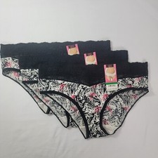 3 Maidenform Womens panties NEW CHEEKY HIPSTER Size 7 L Large 40819 black white