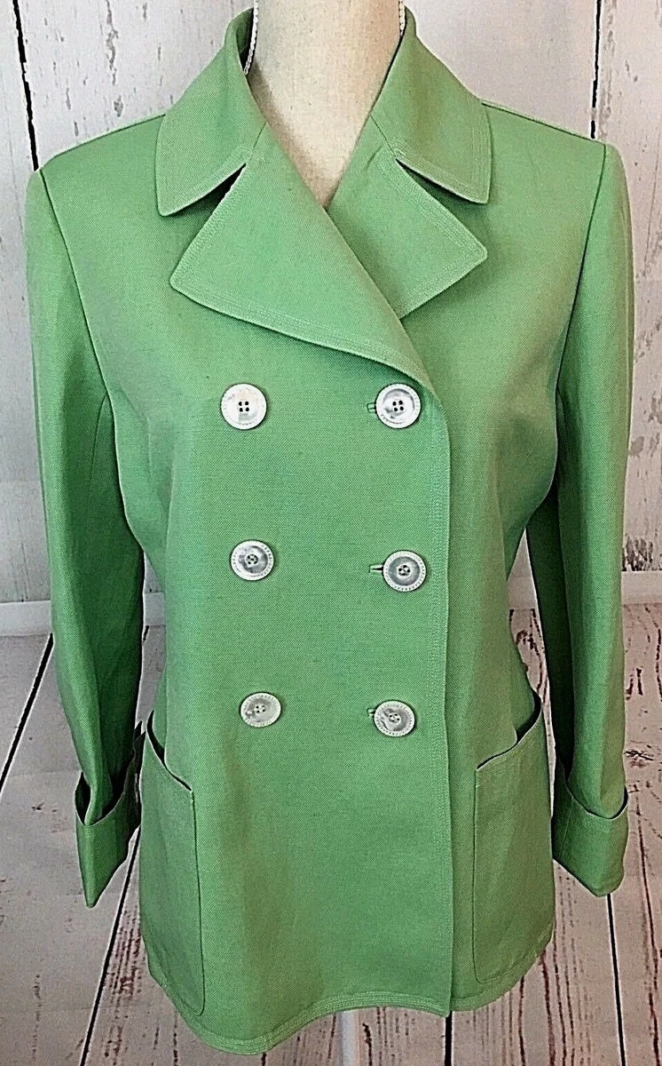 ANNE KLEIN Womenu0026#039;s 6 Green Lightweight Double Breasted Jacket Coat  Career Size 6 | eBay