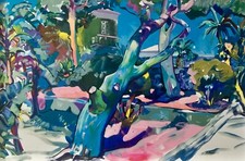 CLAUDIO MALACARNE 100x150 serigrafia su cartone " Giardino del sud " paesaggio