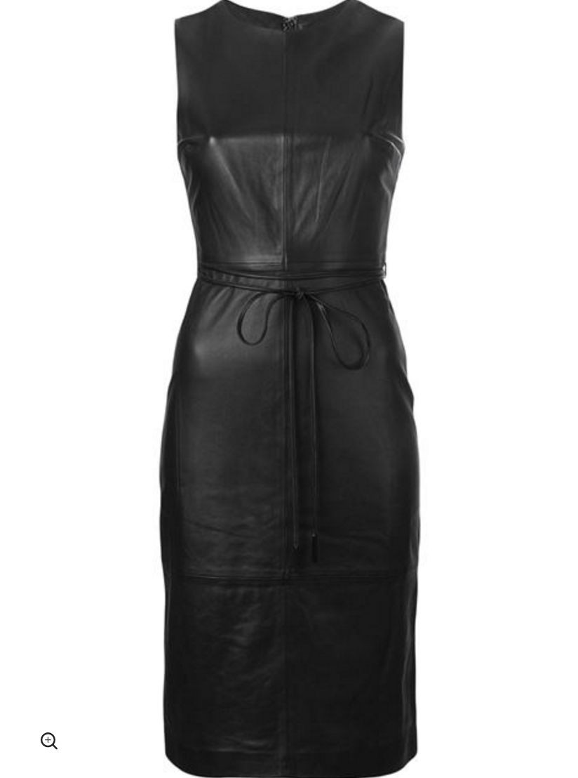 vince sleeveless leather dress Vince Leather Contrast Band Dress
