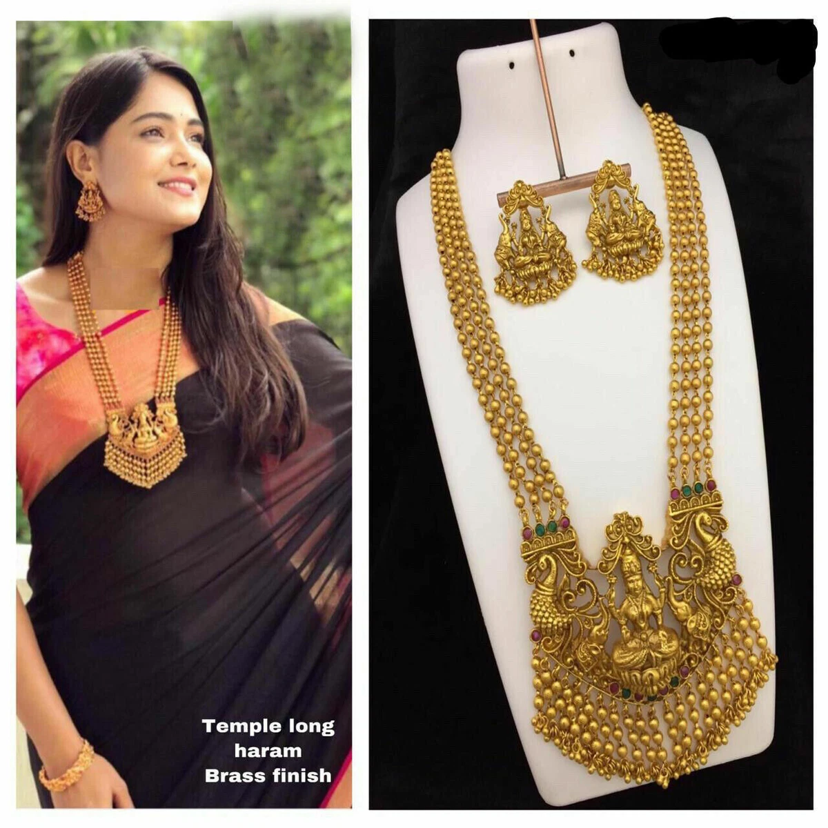 Bollywood Indian Gold Plated Necklace jewelry wedding Long Haram