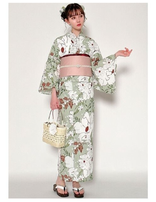 Kimono Yukata Set Grail Dress Watercolor floral pattern Summer