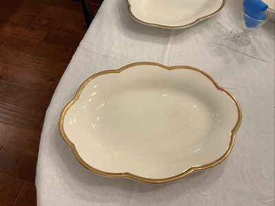 Gold Trim White Serving Platter By Este C.E. Made In Italy
