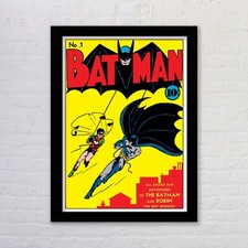 Framed Batman Issue 1 Vintage Comic Cover Reproduction Poster Print Wall Art