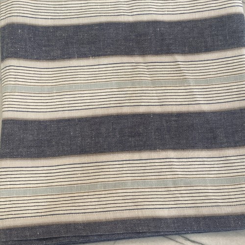 Williams-Sonoma Stripe Table Runner Blue Tan Off White 15" x 108" - Picture 2 of 9