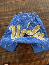 UCLA Team Issued Player Exclusive Under Armour Blue And Gold Football Gloves XL