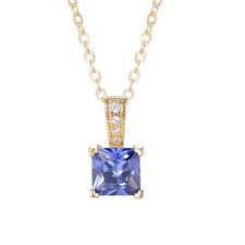 Ladies 9 Carat Gold on Sterling 925 Silver Sapphire & Tanzanite Pendant Necklace