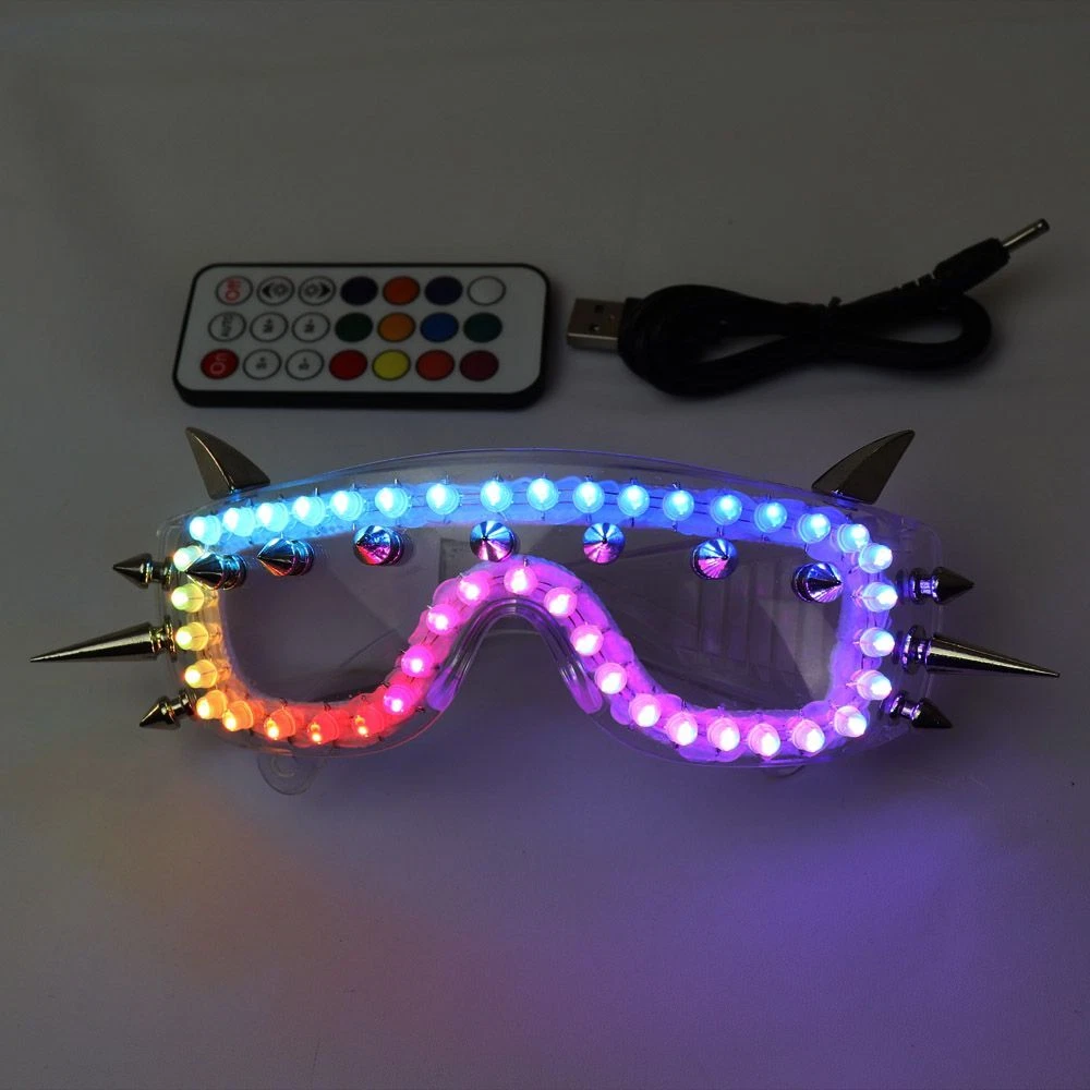 LED Goggles Full Color Glasses With Pads Multicolor 350 Modes Rave