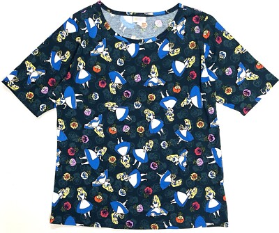 LuLaRoe Disney Gigi Top Size 2XL Alice  in Wonderland Emerald Fitted Top NWT