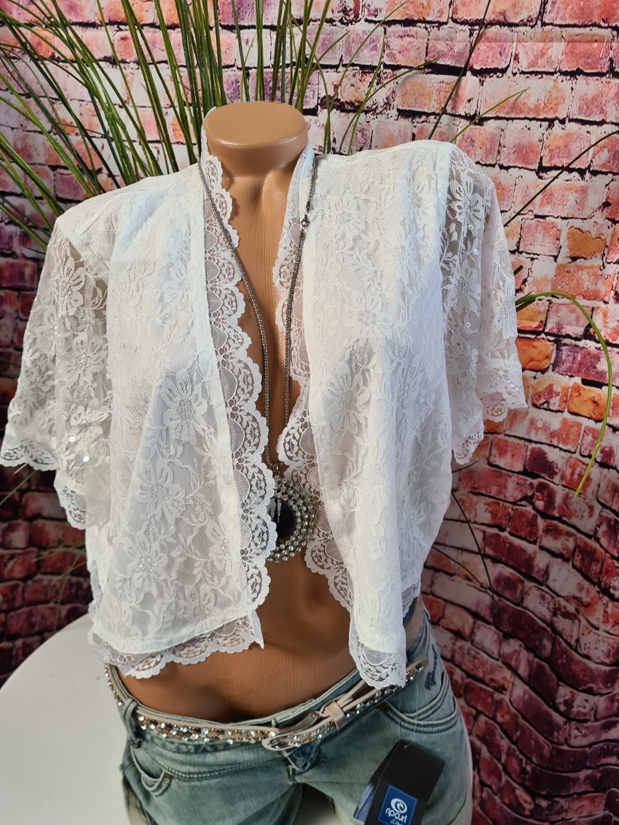 Bolero Spitzen Cardigan Lang Sheego Damen Bolero Strickjacke