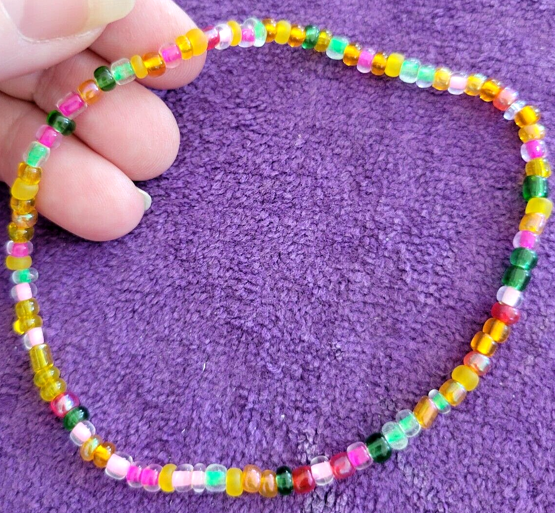 Unique Confetti Party Glass Bead Anklet - 10.5 Inch Bohemian Style-image