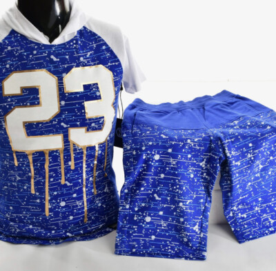 BOYS' 23 FOIL PRINT HOODIE SHORT SET-ROYAL