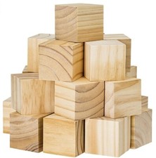 12 Unfinished 2" Wooden Cubes Premium Pine 5cm Wood Blocks Craft Paint Dye NEW