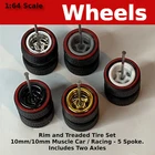 5 spoke Real Riders Redline Wheels and Tires Set for 1/64 Scale for Hot Wheels